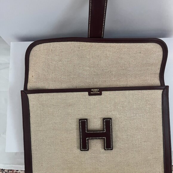 HERMES JIJE PM TOILE H BOX CALF ROUGE H - Picture 5 of 7